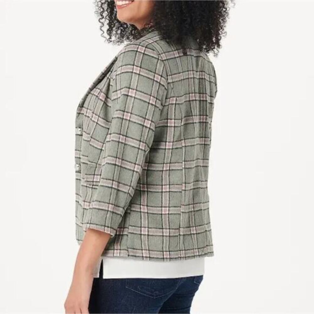 Laurie Felt Pink and Grey Women Plaid Annabelle Cropped Blazer Size 4 New - Picture 8 of 8